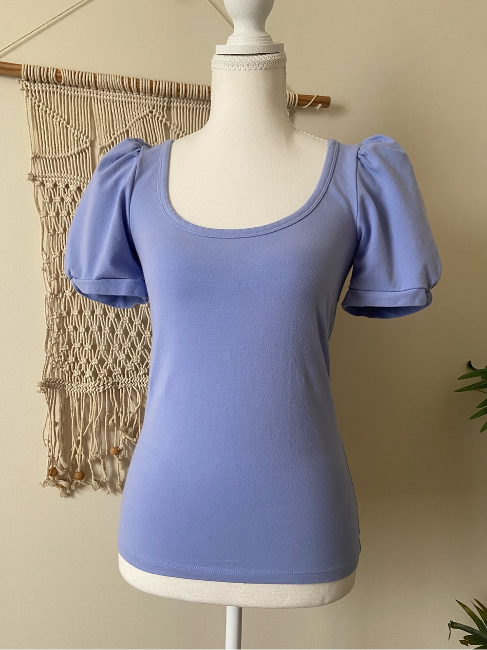 Aritzia Wilfred Awe Puff Sleeve Scoop Neck Tee Soft Iris Purple Small
